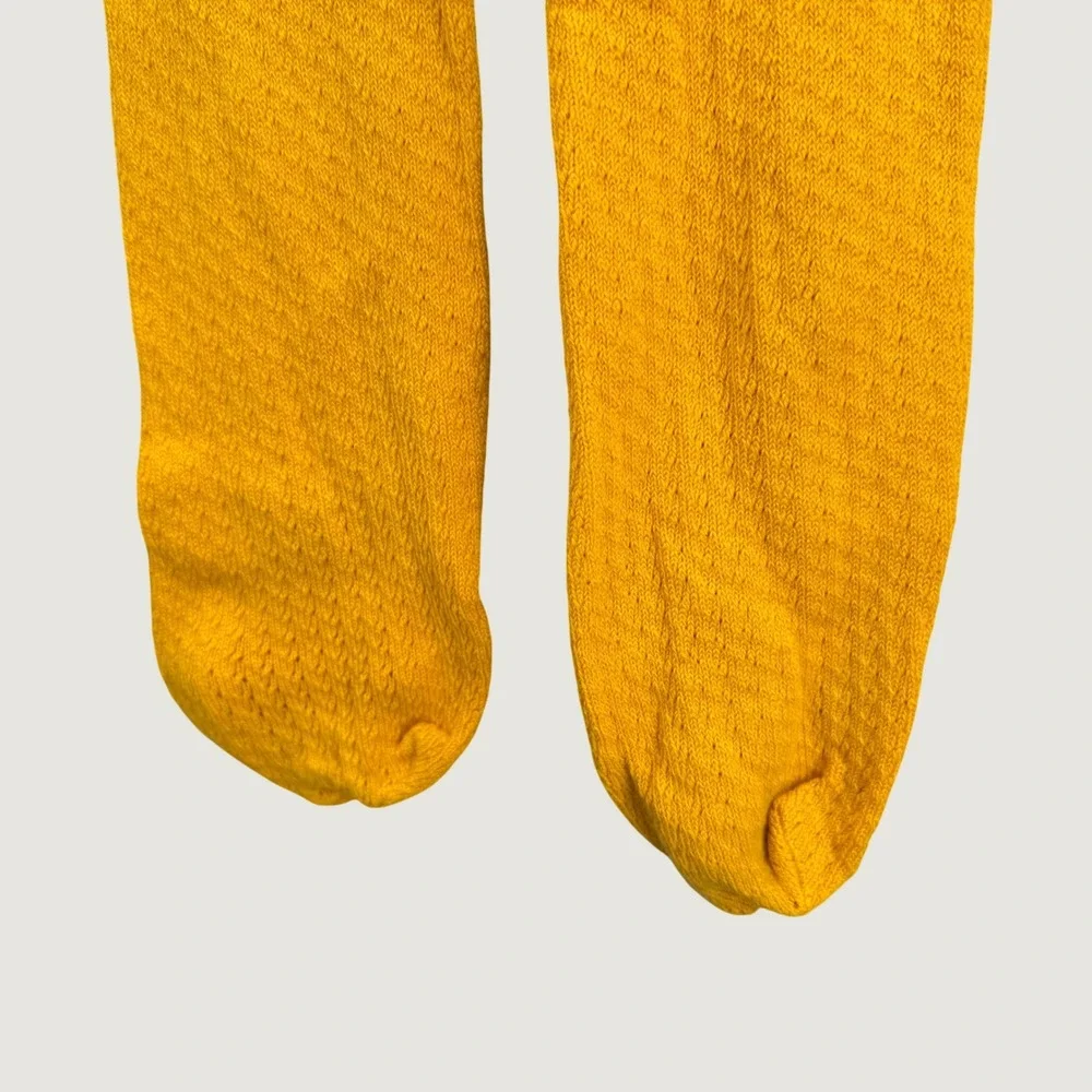 Gucci Pointelle Knit Footed Tights Mustard Yellow Stretch